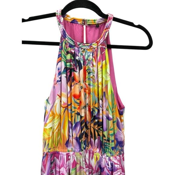 Kobi Halperin Hope Floral Tiered Halter Dress Pink Sleeveless Multi Sz S $498 - Picture 7 of 9